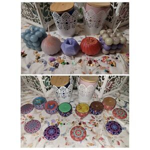 Set of 4 medium or 6 small tin handmade candles